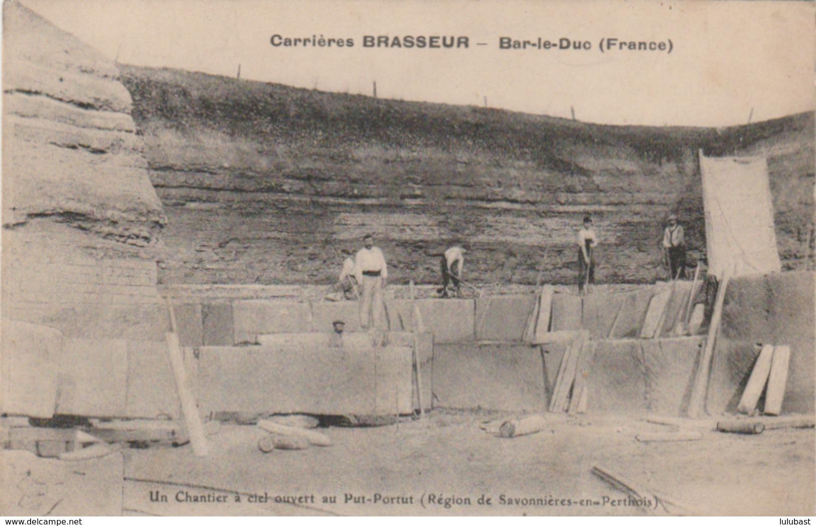 Bar-le-Duc : Carrières BRASSEUR.(beau Plan) Un Chantier à Ciel Ouvert Au Put-Portut. ( Région De Savonnières En Perthois - Bar Le Duc