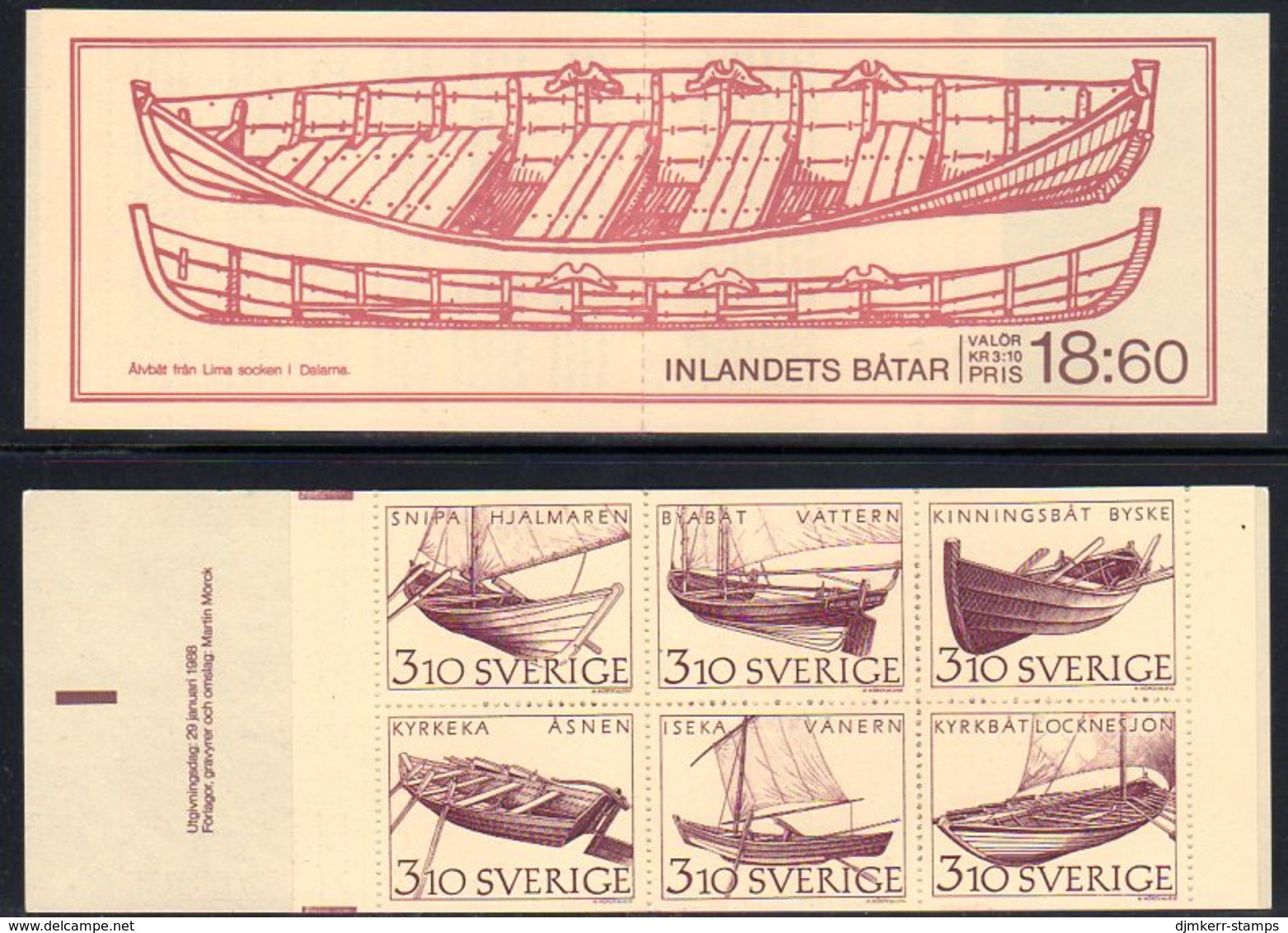 SWEDEN 1988 Traditional Boats Booklet MNH / **.  Michel MH128 - 1981-..