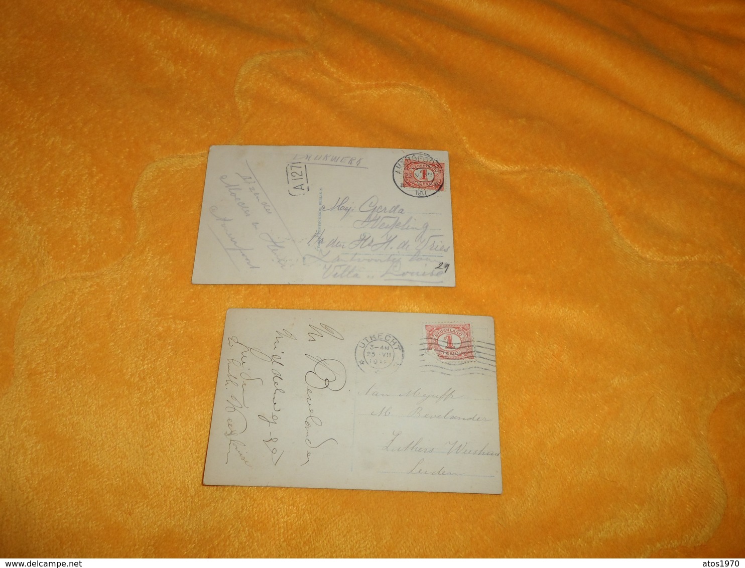 LOT DE 2 CARTES POSTALES ANCIENNES CIRCULEES DE 1917 ET 1918...SCENE FEMME CHEVAL..ENVOYEE DU PAYS BAS NEDERLAND..CACHET - Frauen