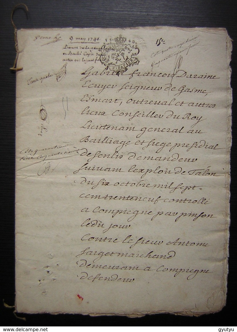 1740 Preuves De La Généalogie De Gabriel François Daraine Lieutenant Général Au Baillage De Compiègne, Conseiller Du Roi - Manuscripts