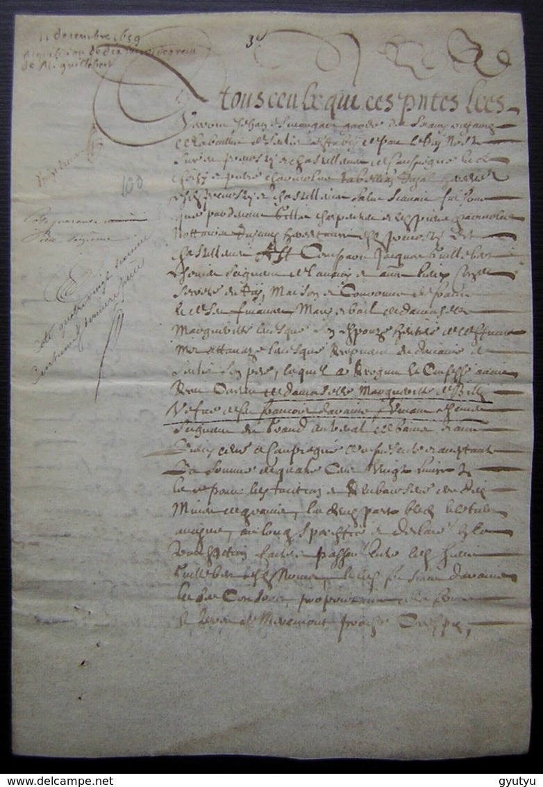 1659 Parchemin De Crépy (Oise) Acquisition De Dix Mines De Grains à Monsieur Guillebert (Ferme De Mermont) - Manuscrits