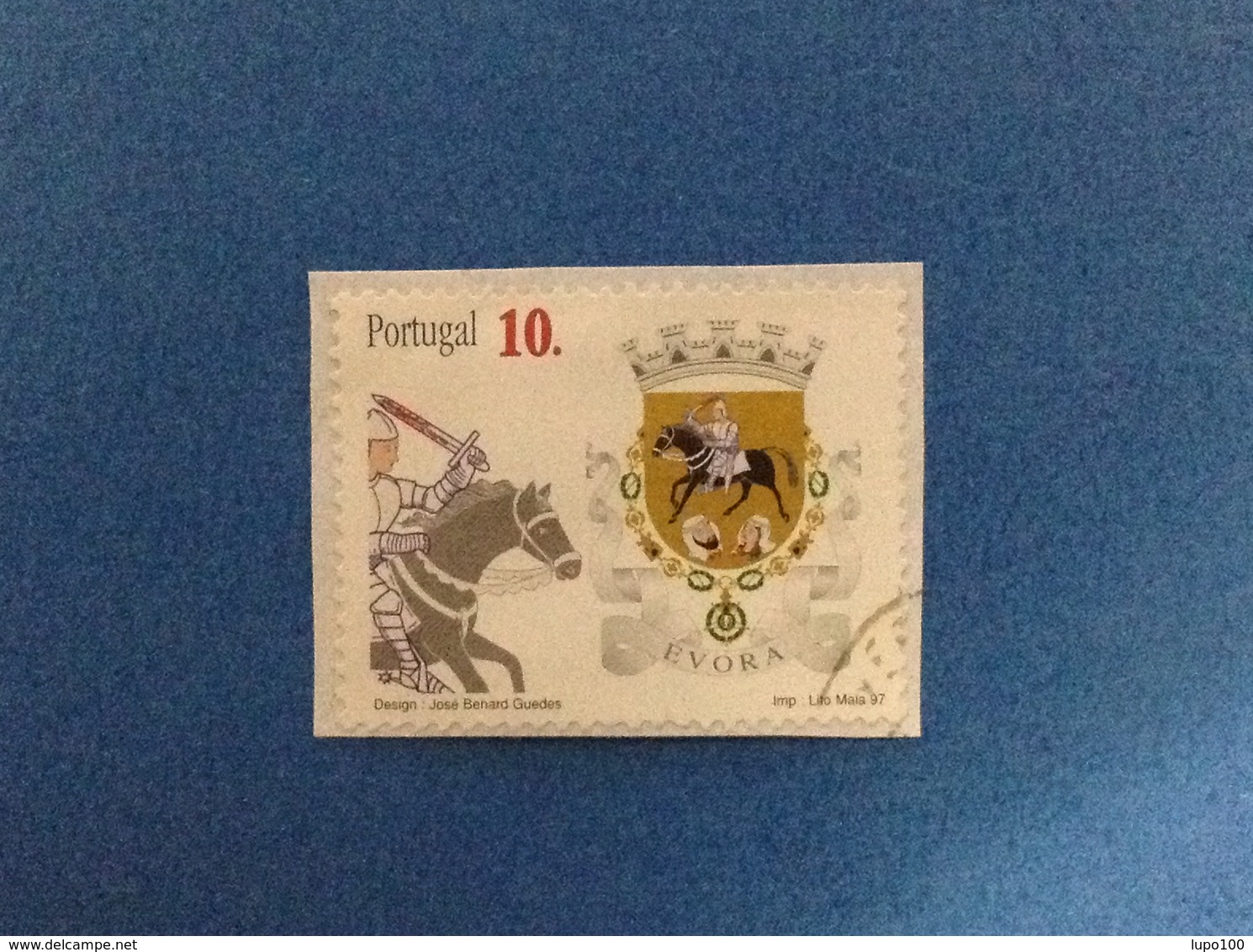 1997 PORTOGALLO PORTUGAL STEMMA ARALDICO EVORA 10 FRANCOBOLLO USATO STAMP USED - Used Stamps