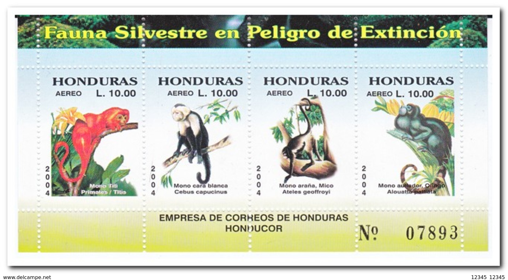 Honduras 2004, Postfris MNH, Monkeys - Honduras