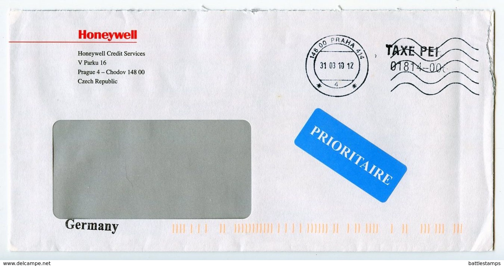 Czech Republic 2010 Postage Paid Cover Prague To Germany - Covers & Documents