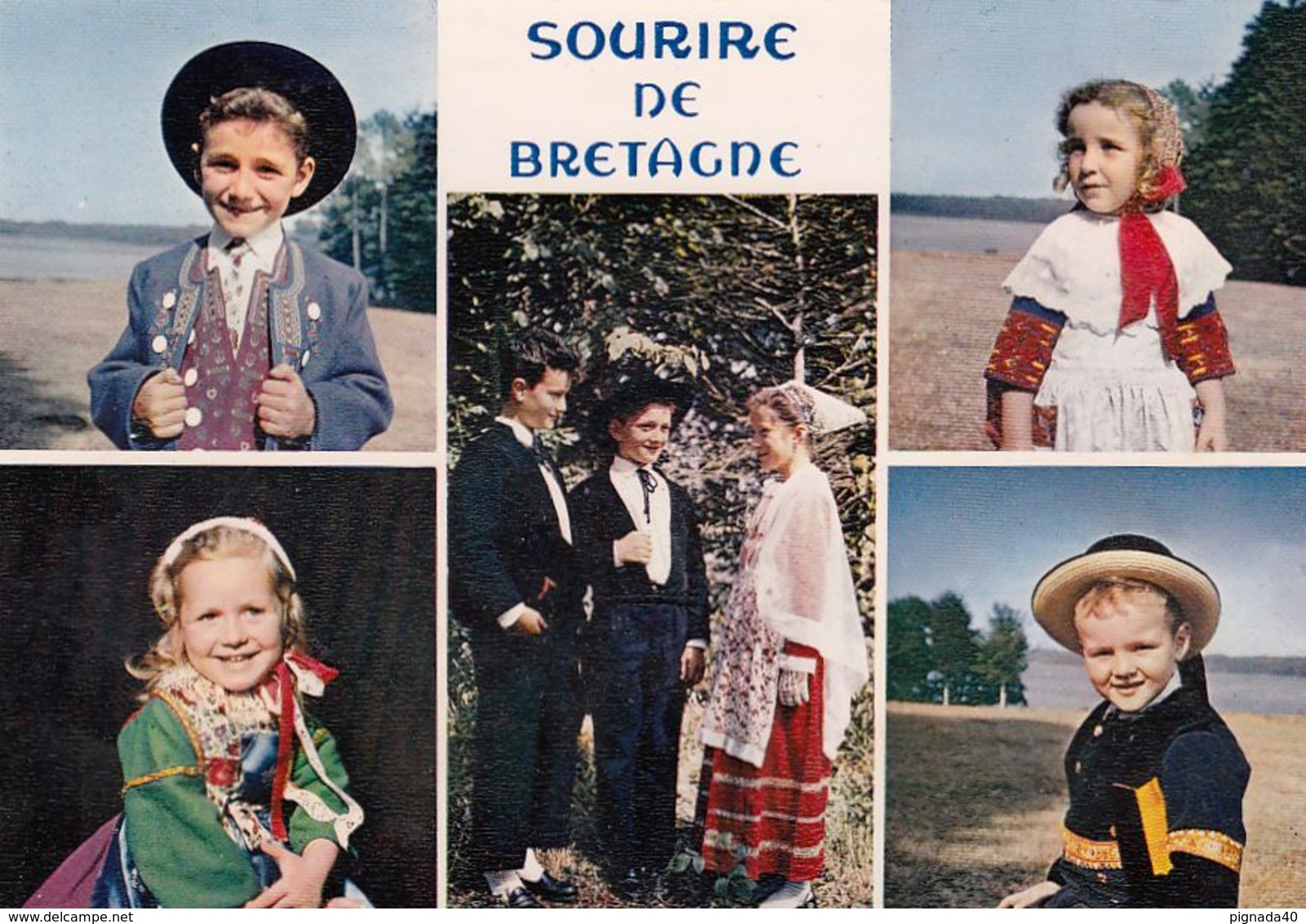 Cp , ENFANTS En Costume De PLOUGASTEL, LOCRONAN, GUISSENY - Groupes D'enfants & Familles