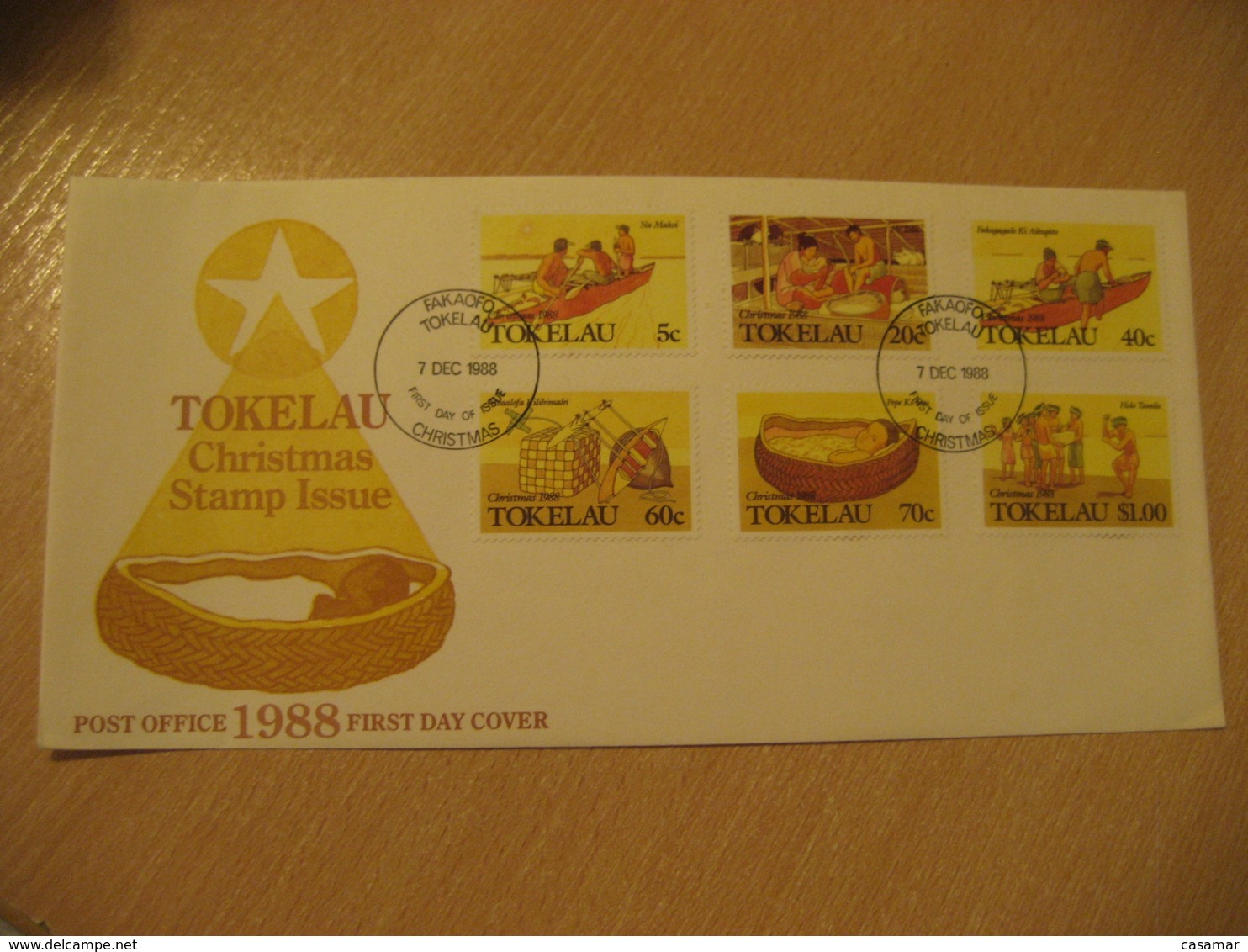 FAKAOFO 1988 Christmas Canoe Canoeing FDC Cancel Cover TOKELAU - Tokelau