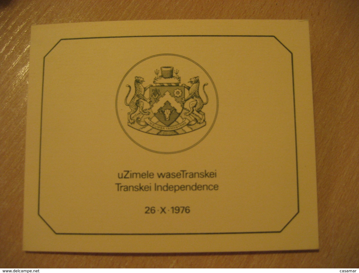 UMTATA 1976 Matanzima Flag Coat Of Arms Independence FD Cancel Document TRANSKEI - Transkei