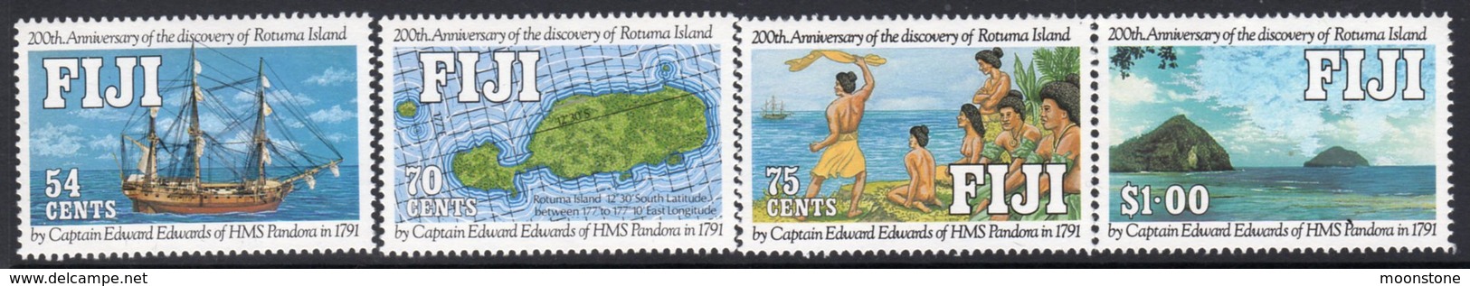 Fiji 1991 Discovery Of Rotuma Island Set Of 4, MNH, SG 827/30 (BP2) - Fiji (1970-...)