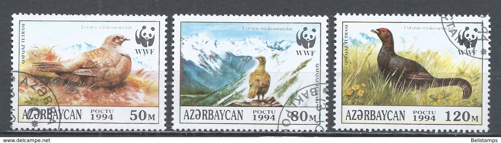Azerbaijan 1994. Scott #454a,b&d (U) W.W.F. Birds - Azerbeidzjan