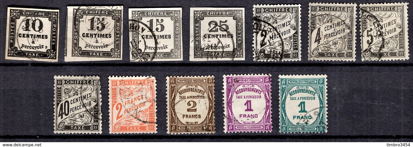 France Petite Collection De Timbres Taxe Anciens Oblitérés 1858/1931. Bonnes Valeurs. A Saisir! - 1859-1959 Gebraucht