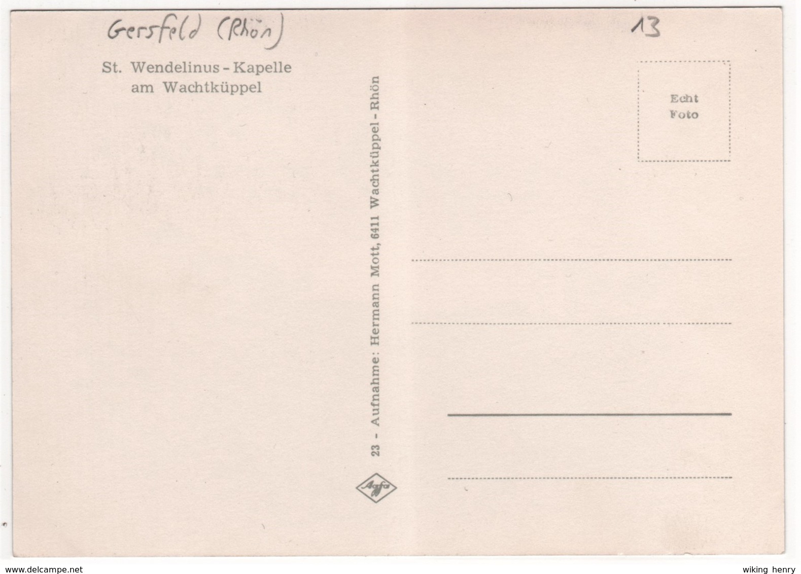 Gersfeld In Der Rhön - S/w Sankt Wendelinus Kapelle Am Wachtküppel - Rhön