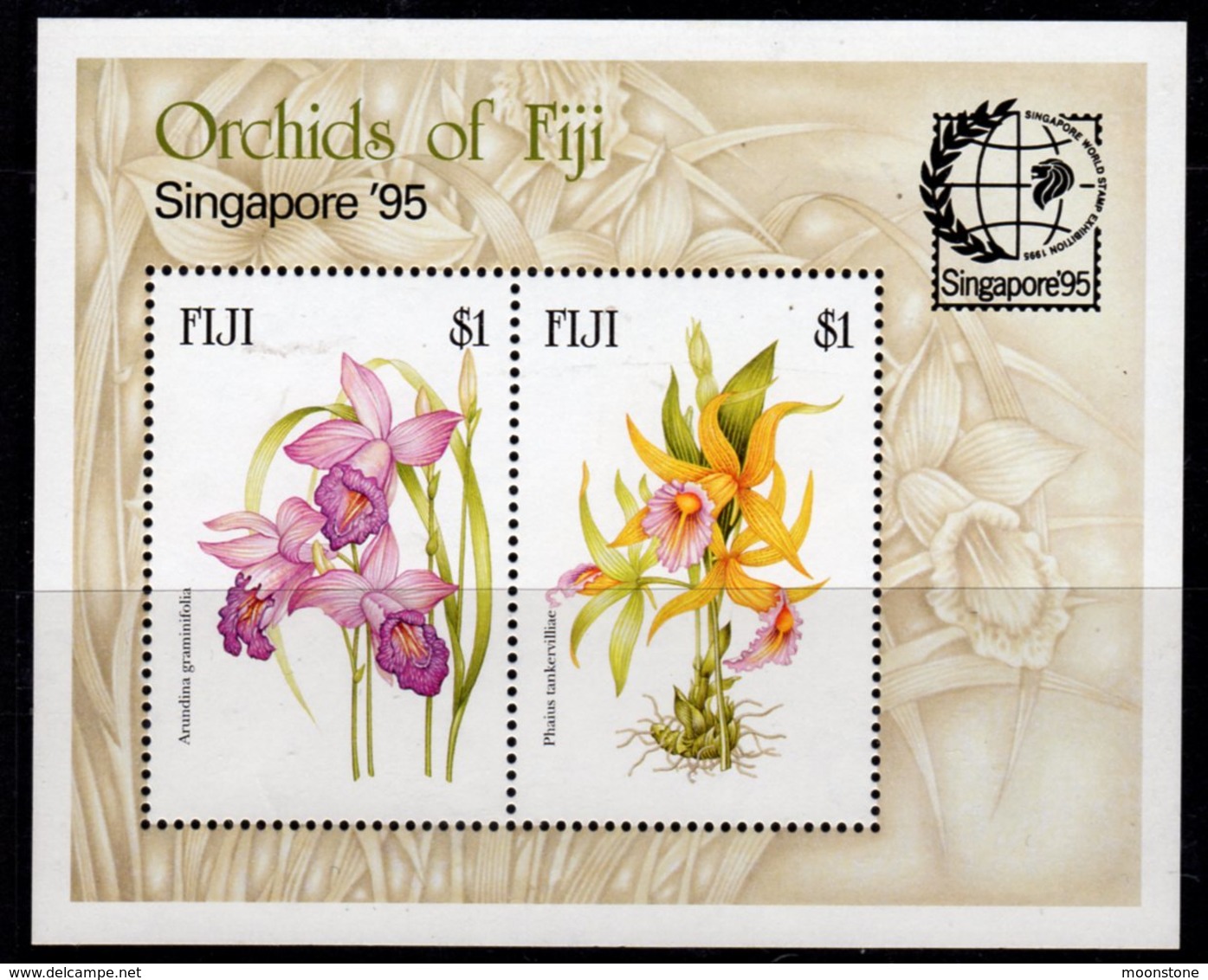 Fiji 1995 Orchids Singapore '95 Exhibition MS, MNH, SG 929 (BP2) - Fiji (1970-...)