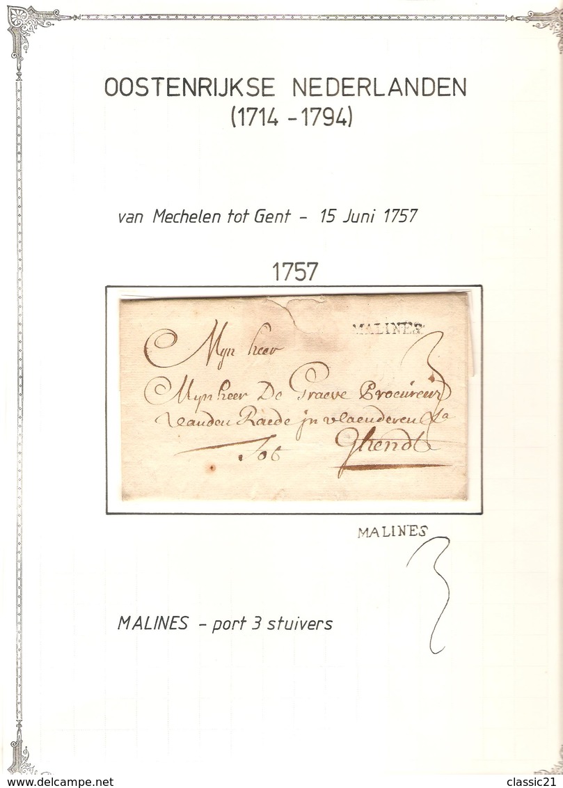 De Mechelse Postmerken En Stempels Verzameling Wyckaert Valère Vanaf 1706 Tot .....ZM - Collections (en Albums)