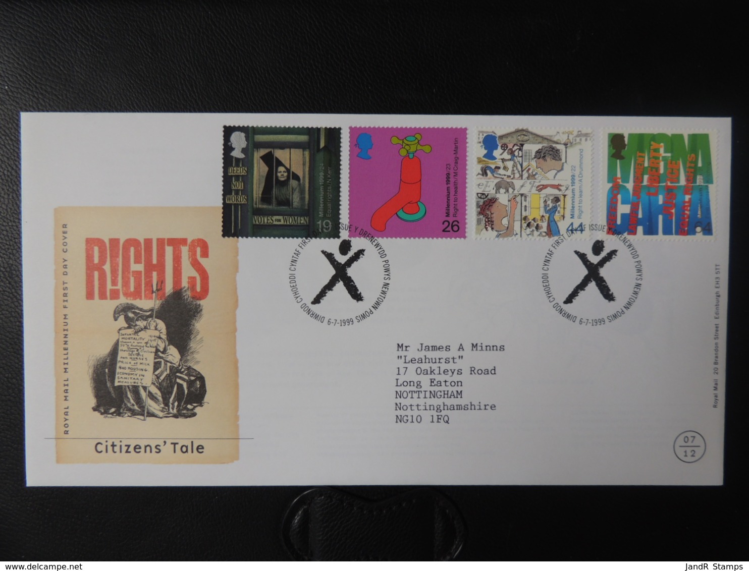 GB 1999 FDC - Citizens' Tale Newtown Postmark First Day Cover Votes For Women Children Human Rights - 1991-2000 Decimal Issues