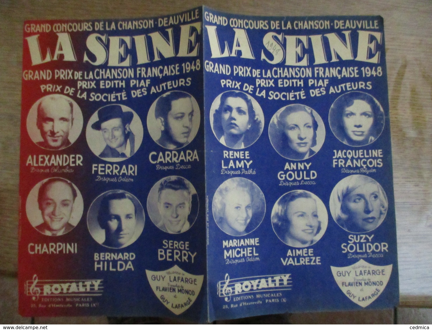 LA SEINE GRAND PRIX DE LA CHANSON FRANCAISE 1948 POEME DE FLAVIEN MONOD & GUY LAFARGE MUSIQUE DE  GUY LAFARGE 1948 - Scores & Partitions