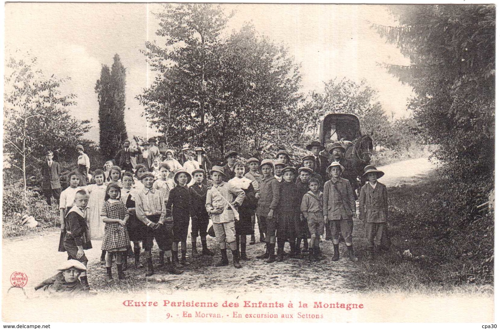 CPA NIEVRE.EN MORVAN.EN EXCURSION AUX SETTONS.OEUVRE PARISIENNE DES ENFANTS A LA MONTAGNE - Other & Unclassified