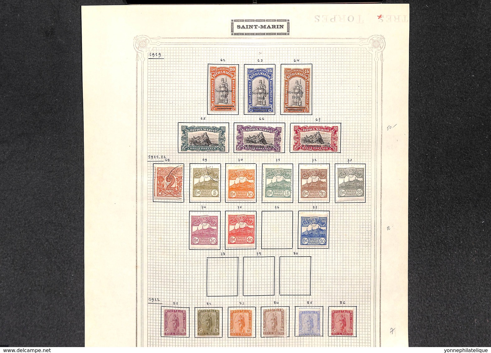 Collection TP SAINT-MARIN - N°52 à Année 1980 - Neufs X - Cote Yvert 2013: 5 700 € + N° 1 à 48 - Neufs Sg Et Obl - Collections, Lots & Séries