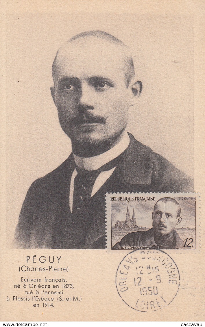 Carte  Maximum   FRANCE    Charles  PEGUY    ORLEANS    1950 - 1950-1959