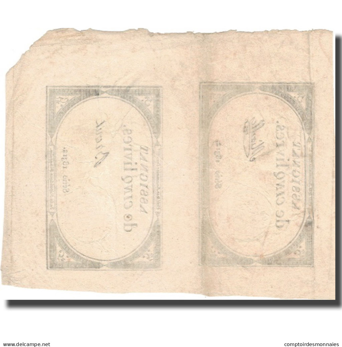 France, 5 Livres, 1793, Lacroix, 1793-10-31, TTB, KM:A76, Lafaurie:171 - Assignats