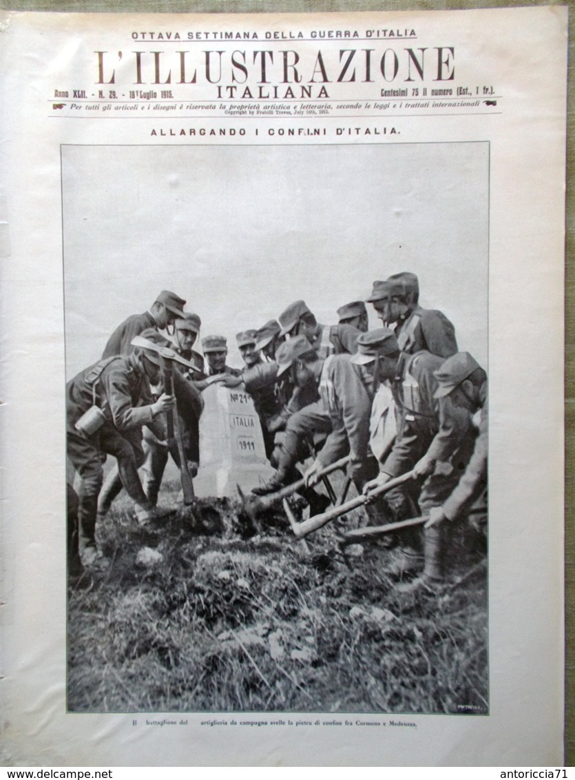 L'illustrazione Italiana 18 Luglio 1915 WW1 Croce Rossa Confini Esercito Gorizia - Guerra 1914-18