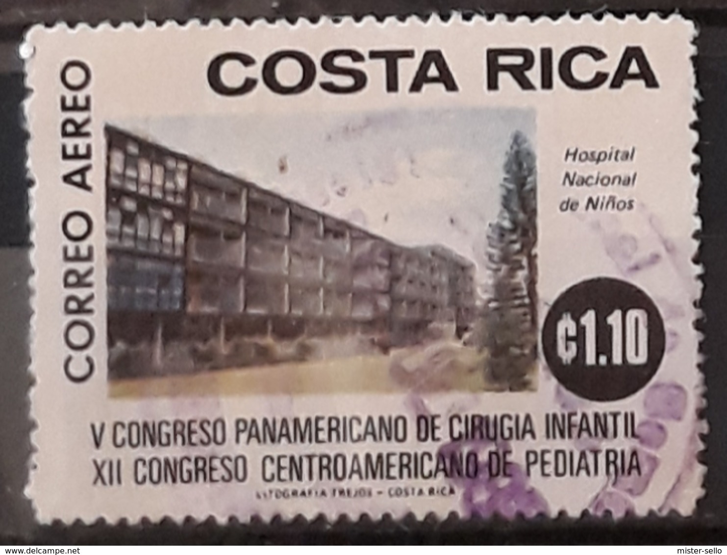 COSTA RICA 1976 Airmail - The 5th Pan-American Children's Surgery Congress. USADO - USED. - Costa Rica