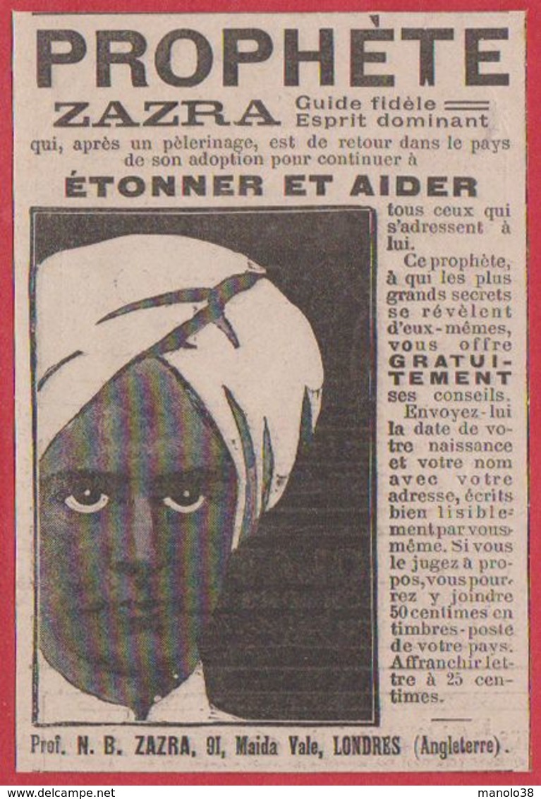 Prophète Zazra. Voyant. 1914. - Advertising