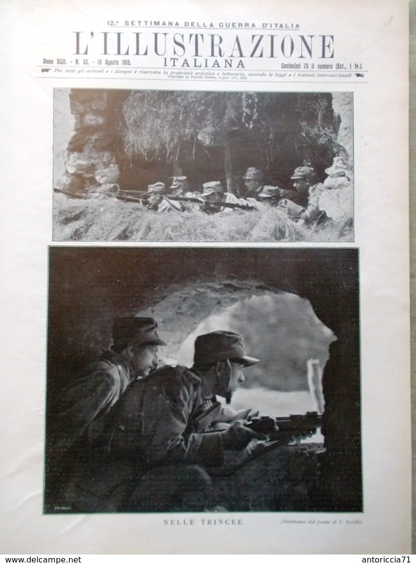 L'illustrazione Italiana 15 Agosto 1915 WW1 Varsavia Primiero Lucatelli Trincee - Guerre 1914-18