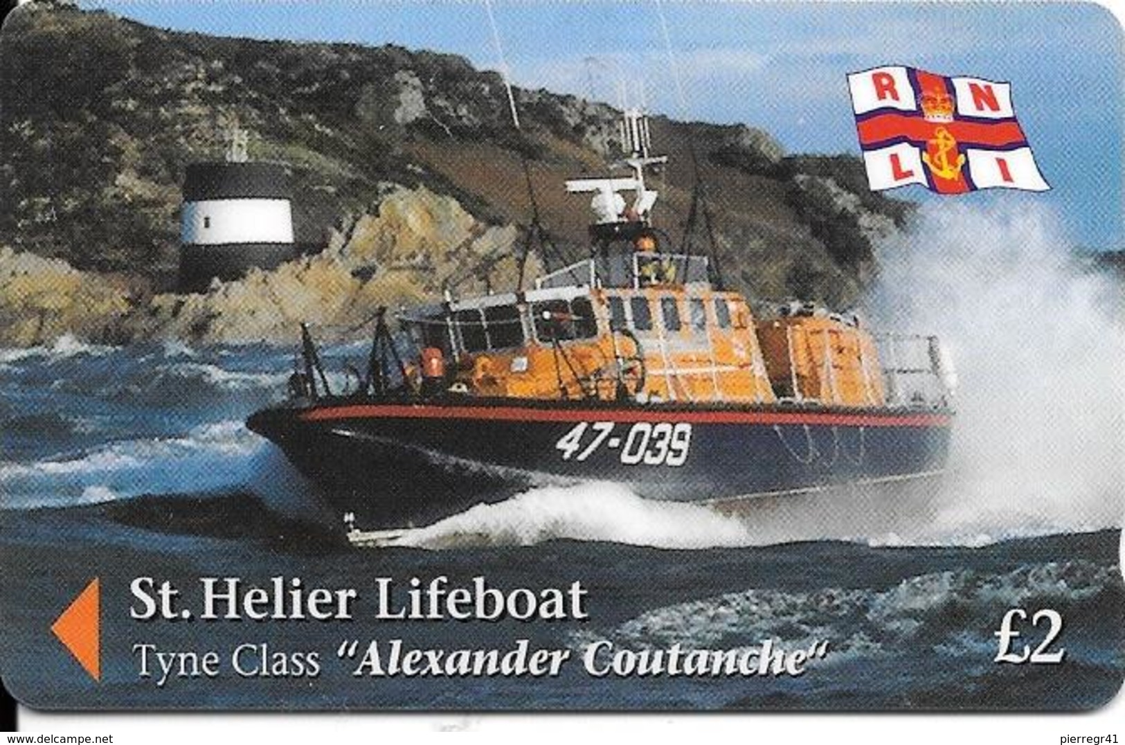 CARTE-MAGNETIQUE-GB-2£-JERSEY-ST HELIER-LIFEBOAT-Alexander Coutanche-TBE - Jersey Et Guernesey