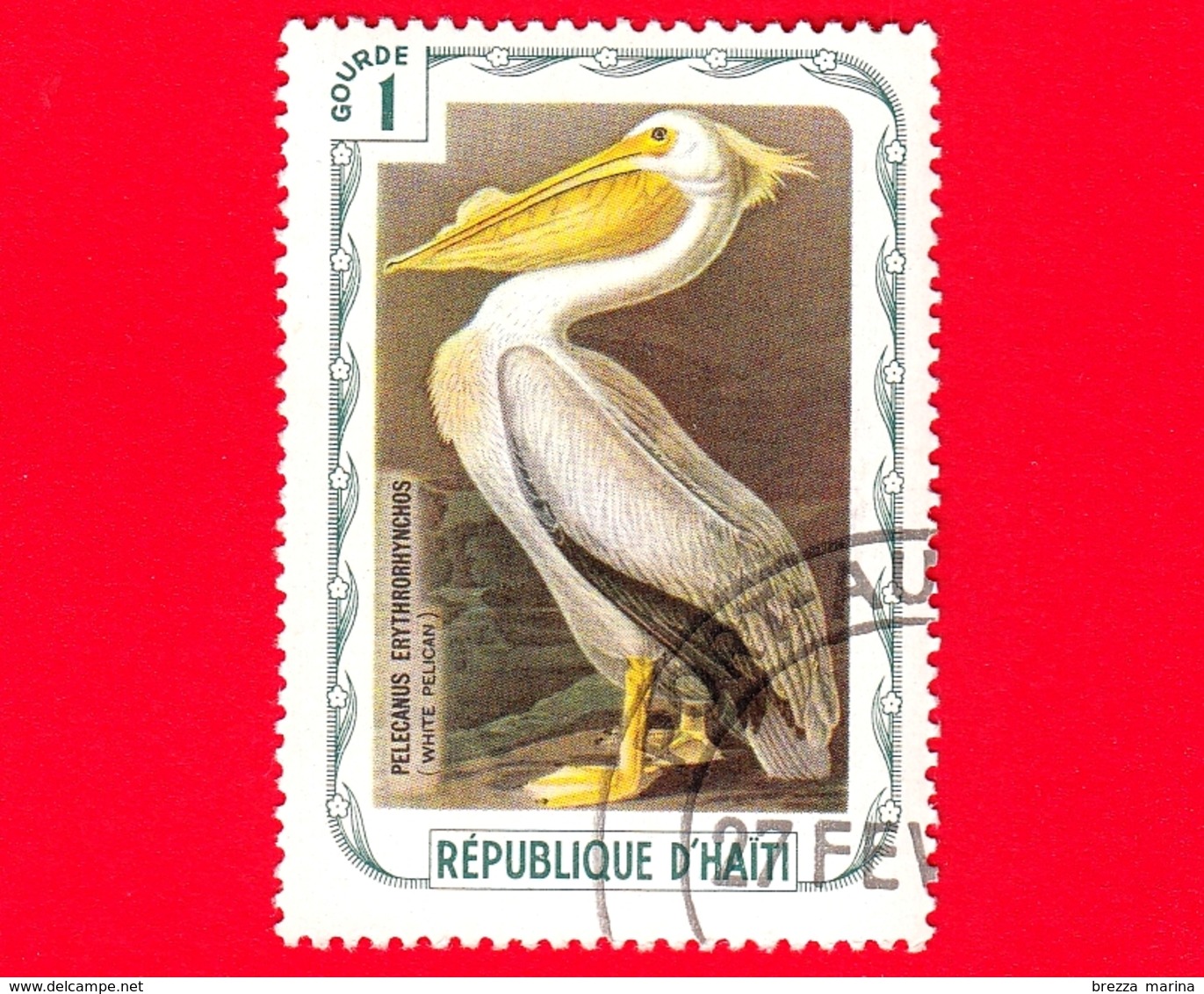 HAITI - Etichetta Fantasia - 1975 - Uccelli - Birds - Oiseaux - Pellicano Bianco - Pelecanus Erythrorhynchos - 1 - Etichette Di Fantasia