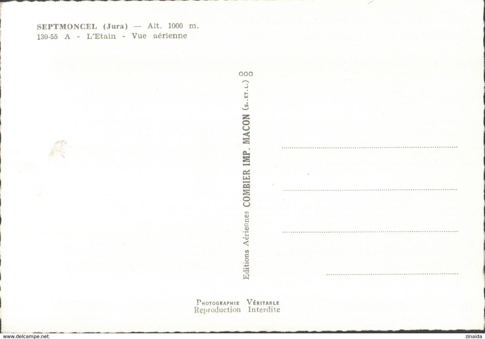 CARTE POSTALE DU JURA - SEPTMONCEL - L ETAIN VUE AERIENNE - Autres & Non Classés