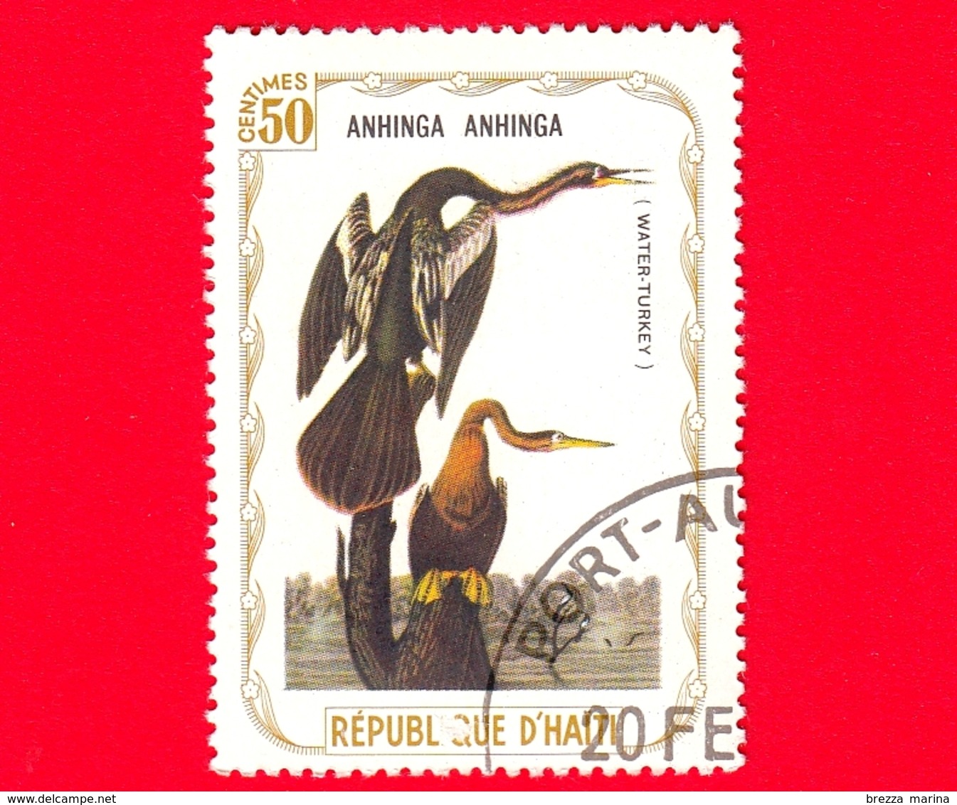 HAITI - Etichetta Fantasia - 1975 - Uccelli - Birds - Oiseaux - Aninga - Anhinga Anhinga - 50 - Etichette Di Fantasia