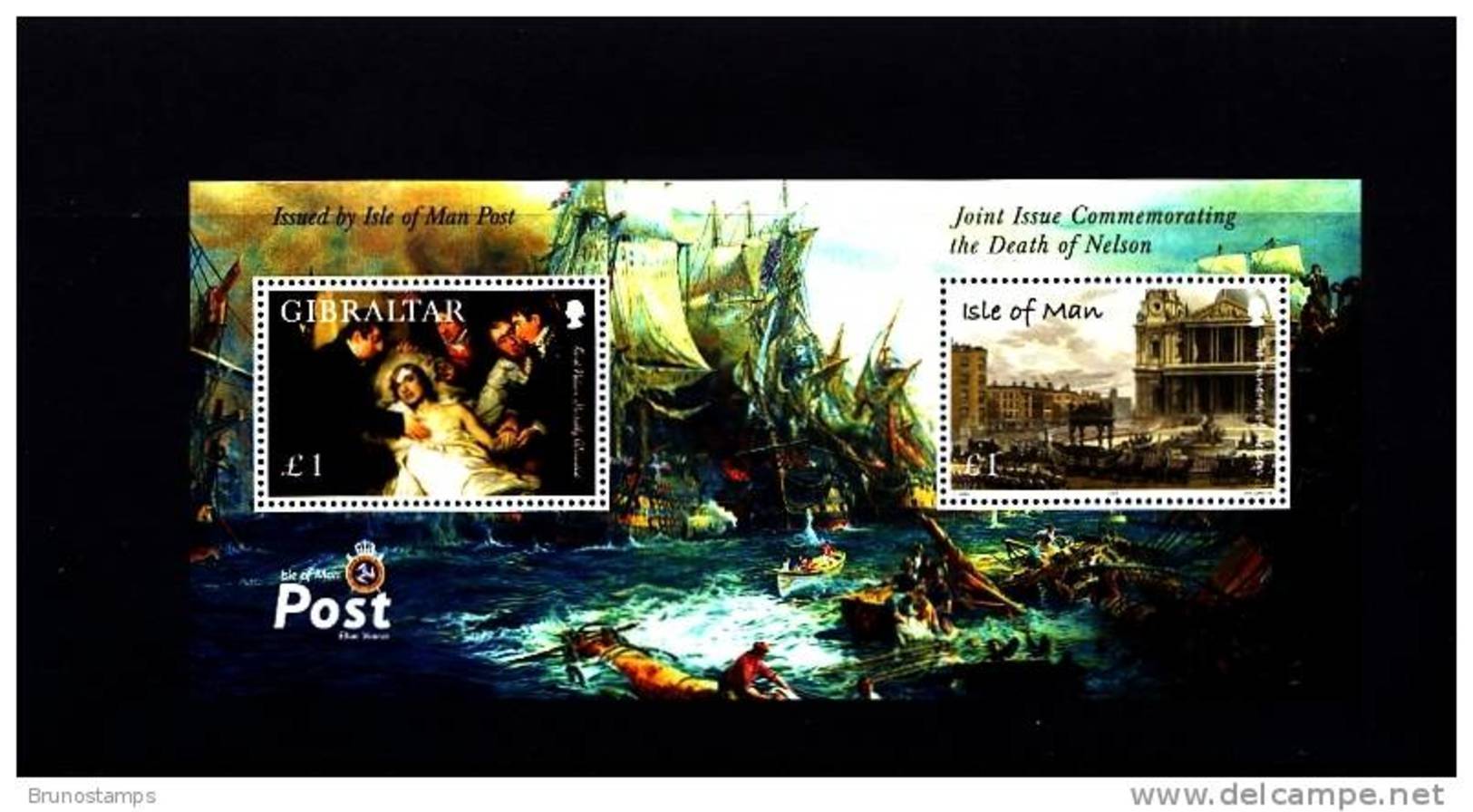 ISLE OF MAN - 2005  DEATH OF NELSON  MS MINT NH - Isola Di Man