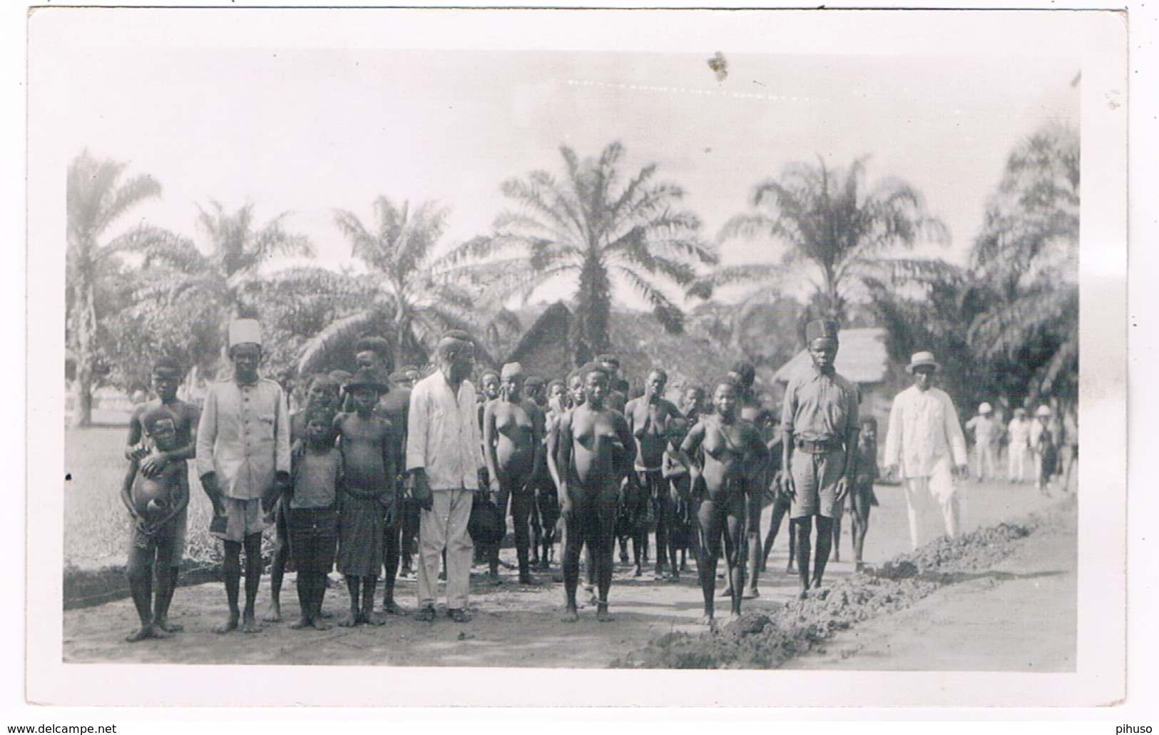 AFR-1245   Old  RPPC Of A African Town With Many People - Saint Helena Island