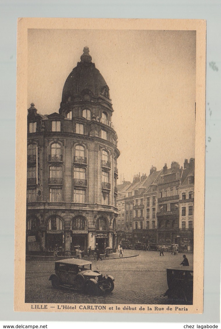 CP (59) Lille - Hôtel Carlton Et Début De La Rue De Paris - Lille