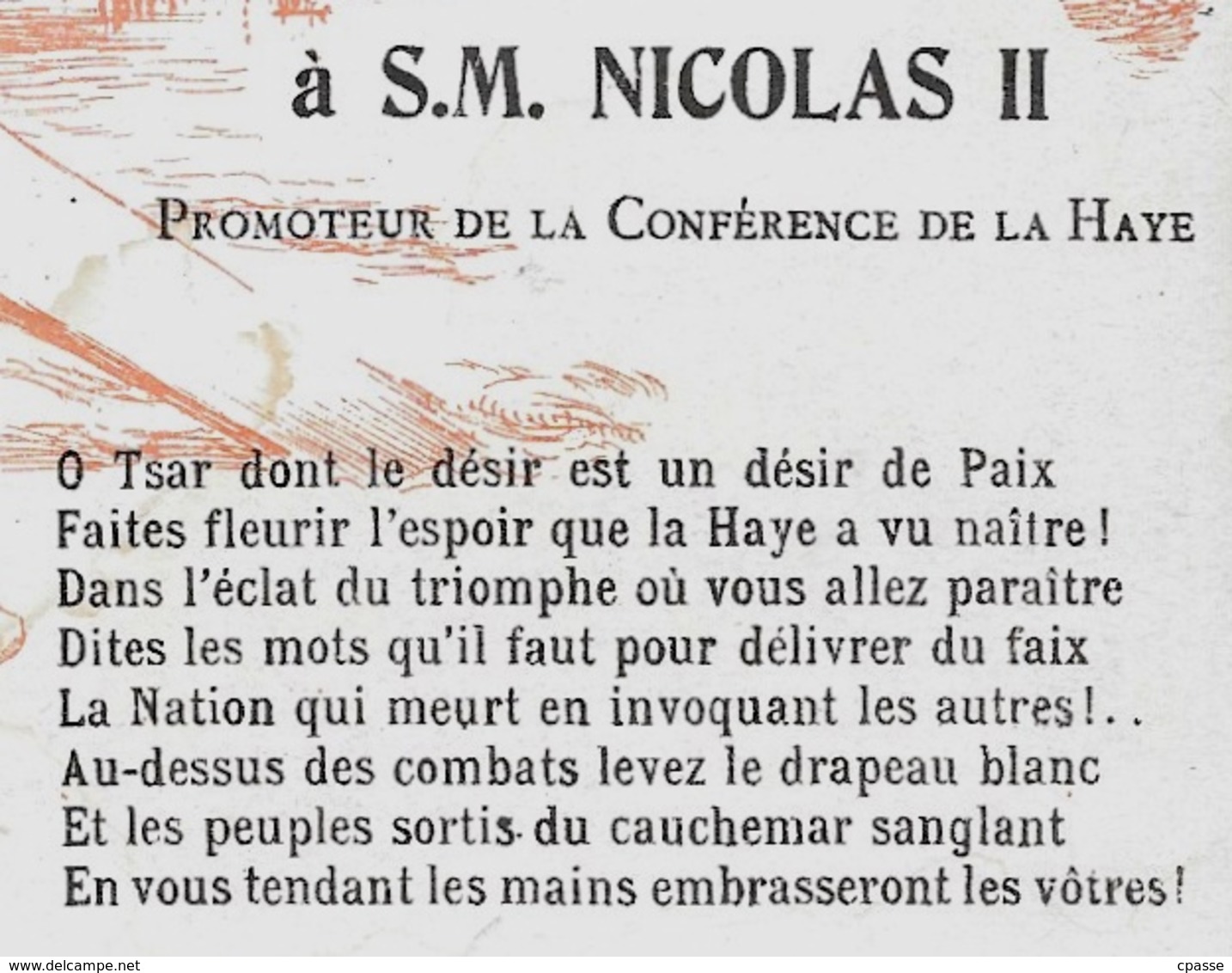 Carte Pétition NICOLAS II Empereur De Russie Promoteur Conférence LA HAYE * 60 COMPIEGNE Russia Illustrateur Willette - Evènements