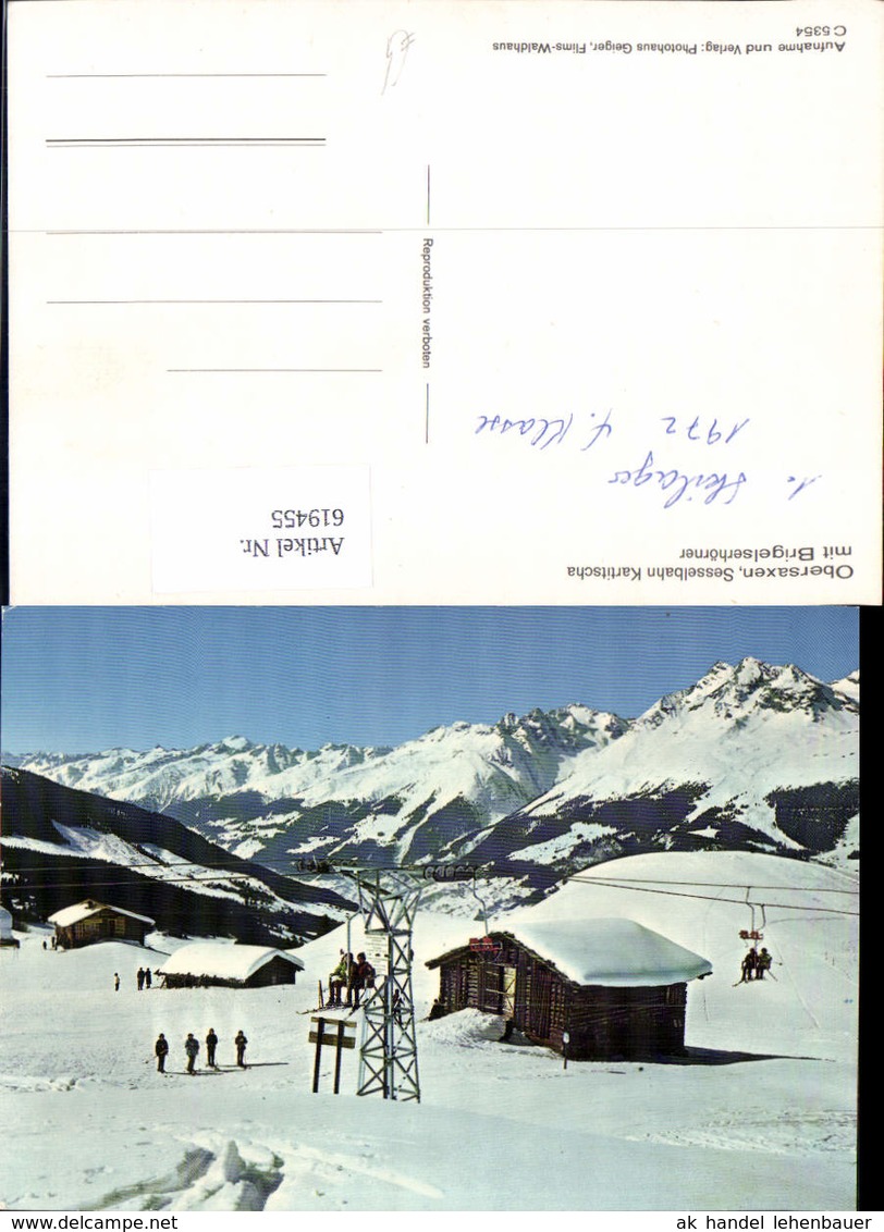619455,Obersaxen Sesselbahn Kartitscha M. Brigelserh&ouml;rner Wintersport Sessellift - Breil/Brigels