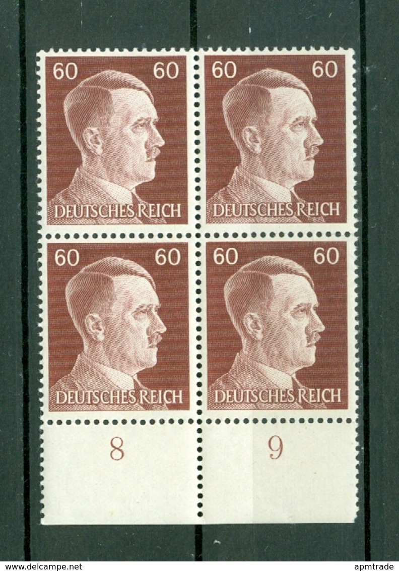 Germany. Third Reich. 4-Block 1944. Hitler 60 Pf. Brown. MNH. Sc# 522. See Condition - Unused Stamps