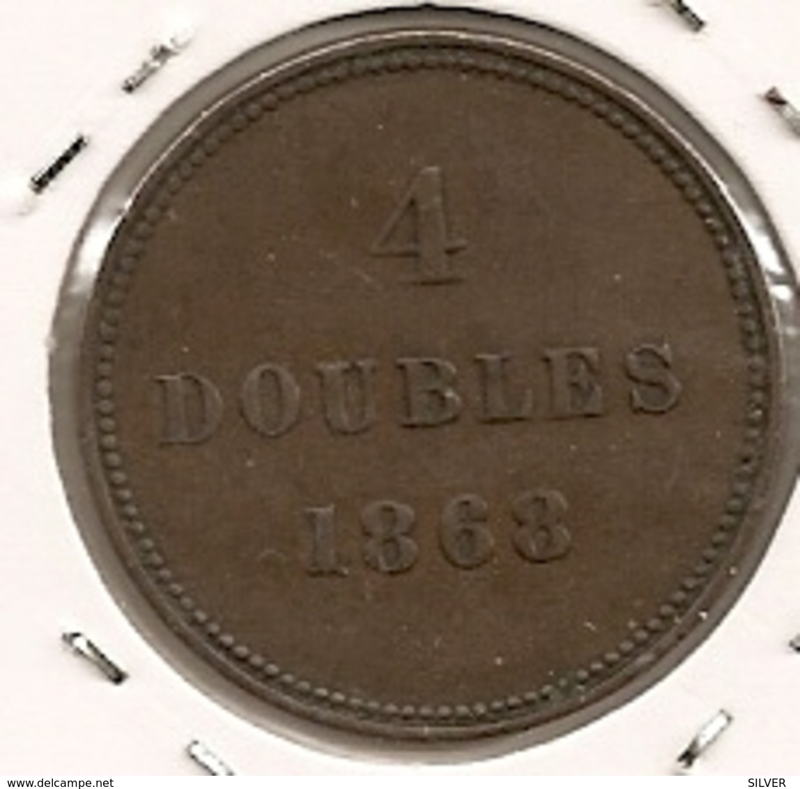 GUERNESEY 4 DOUBLES 1868  RARE 27 MINTAGE 58 000 - Guernesey