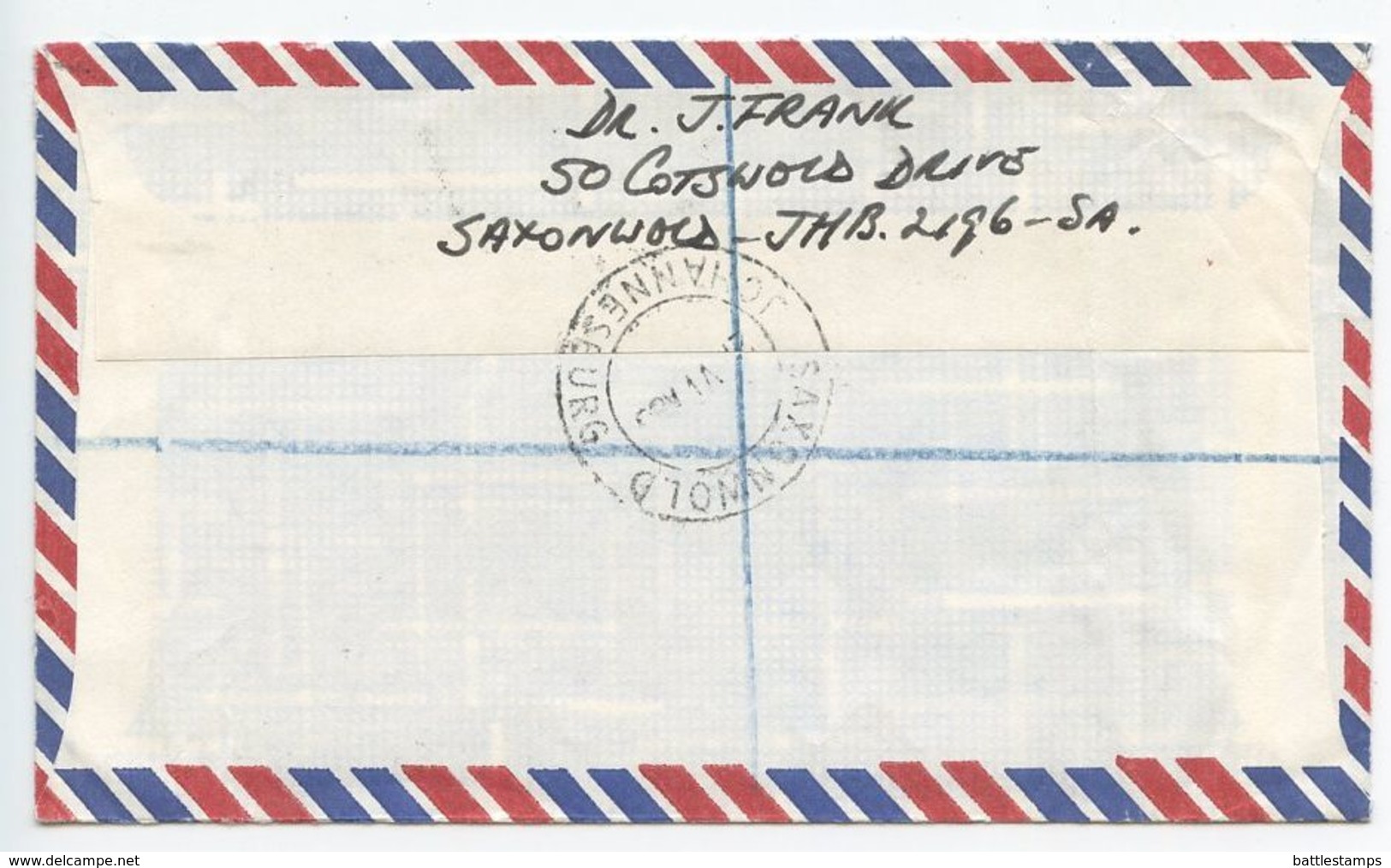 South Africa 1988 Registered Airmail Cover Saxonwold, Johannesburg To Birmingham MI - Covers & Documents