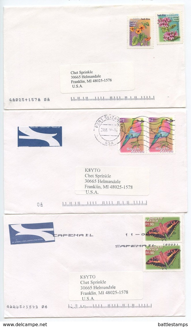 South Africa 2000‘s 7 Covers To Franbklin MI, Mix Of Stamps & Postmarks - Covers & Documents