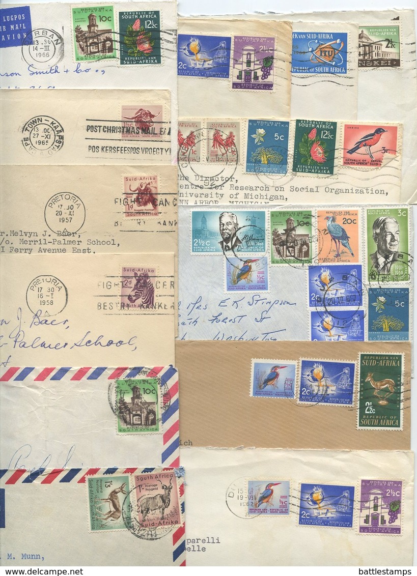 South Africa 1950‘s-60‘s 15 Covers To U.S., Mix Of Stamps & Postmarks - Covers & Documents