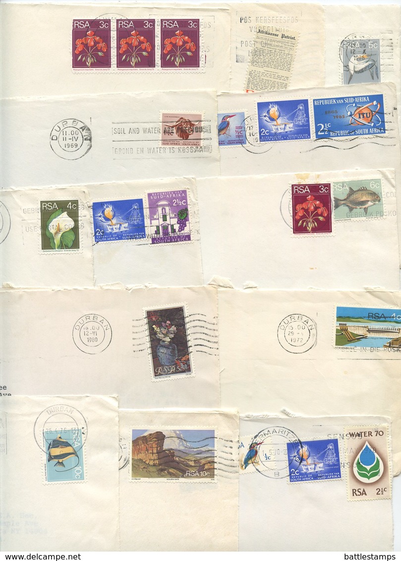 South Africa 1960‘s-80‘s 13 Cover Fronts Durban & Pietermaritzburg To U.S., Mix Of Stamps - Covers & Documents