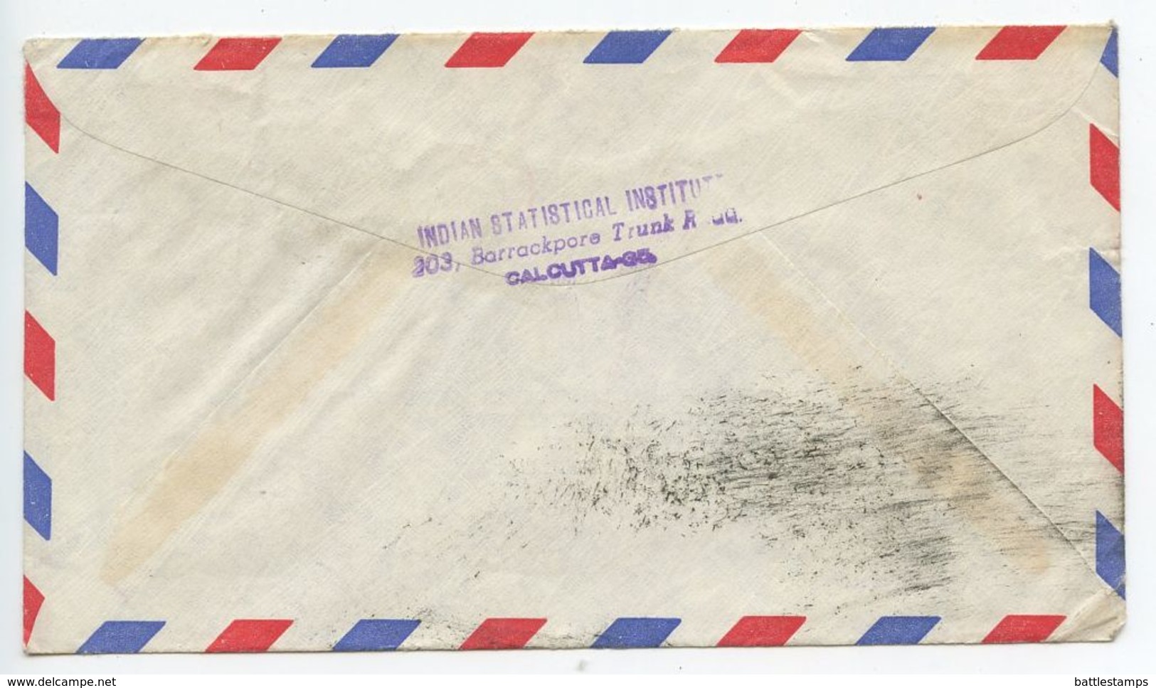 India 1956 Airmail Cover Calcutta To U.S. W/ Meter Multiple Values - Covers & Documents