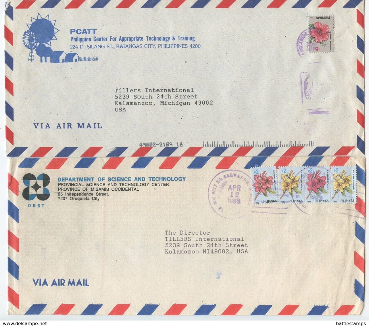 Philippines 1990‘s 6 Covers To U.S., Mix Of Postmarks & Stamps - Philippinen