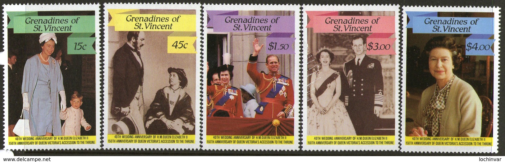 ST VINCENT GRENADINES, 1987 QUEENS ANNIVERSARY 5 MNH - St.Vincent & Grenadines