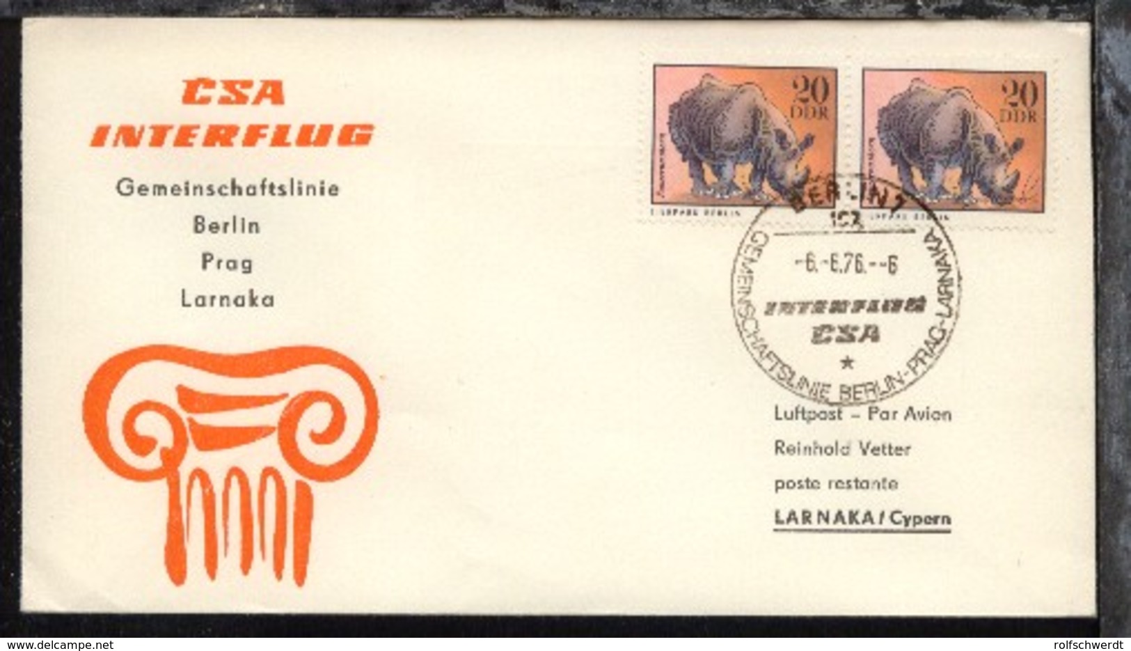 Interflug/CSA-Erstflug-Bf. Berlin-Larnaka 6.6.1976 - Sonstige & Ohne Zuordnung