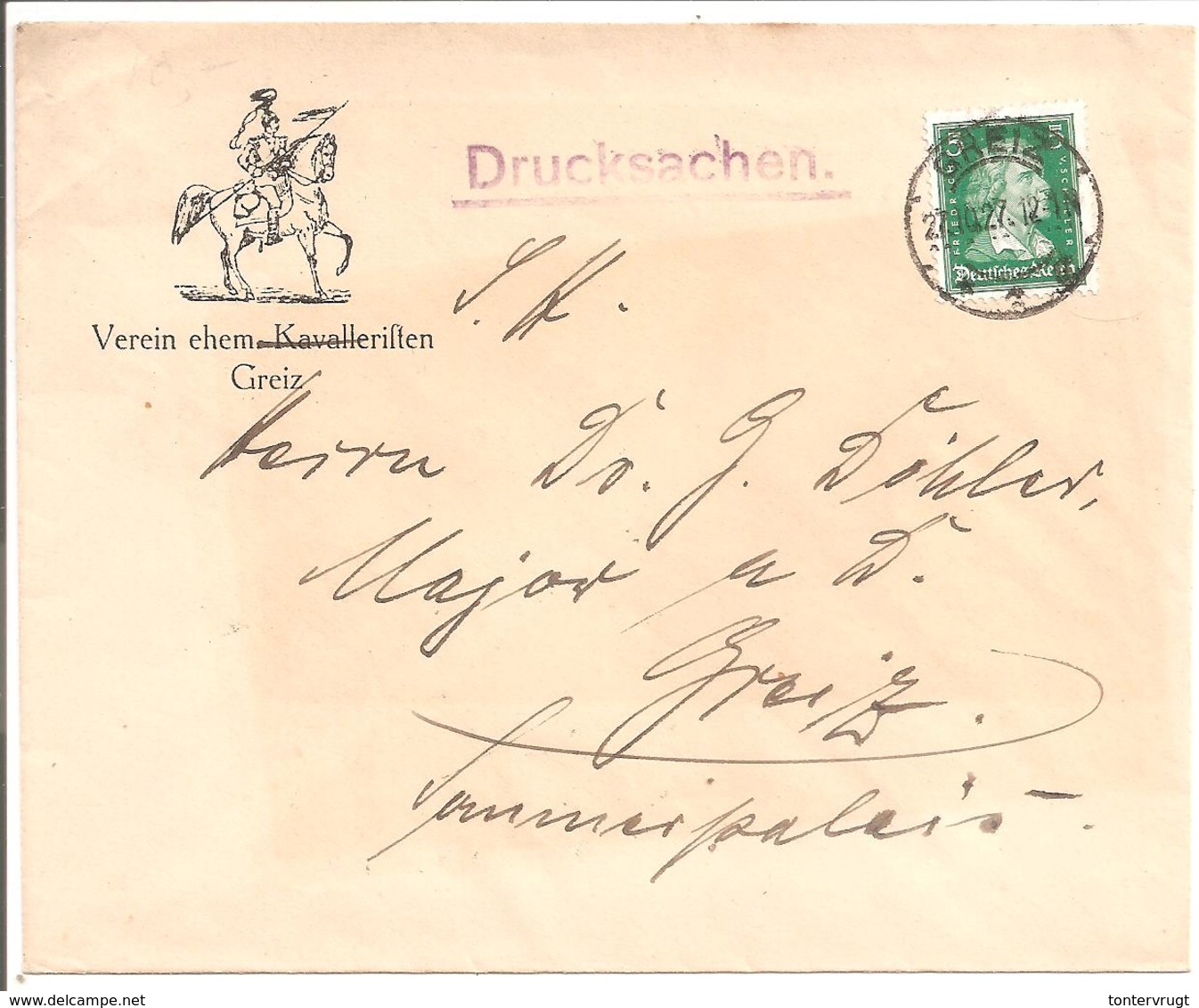 Briefumschlag Verein Ehem.Kavalleristen Greiz - Briefe U. Dokumente