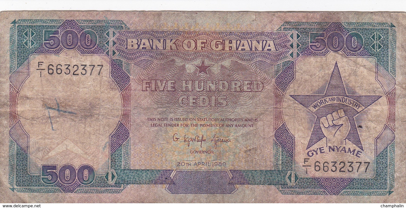 Ghana - Billet De 500 Cedis - 20 Avril 1989 - Ghana