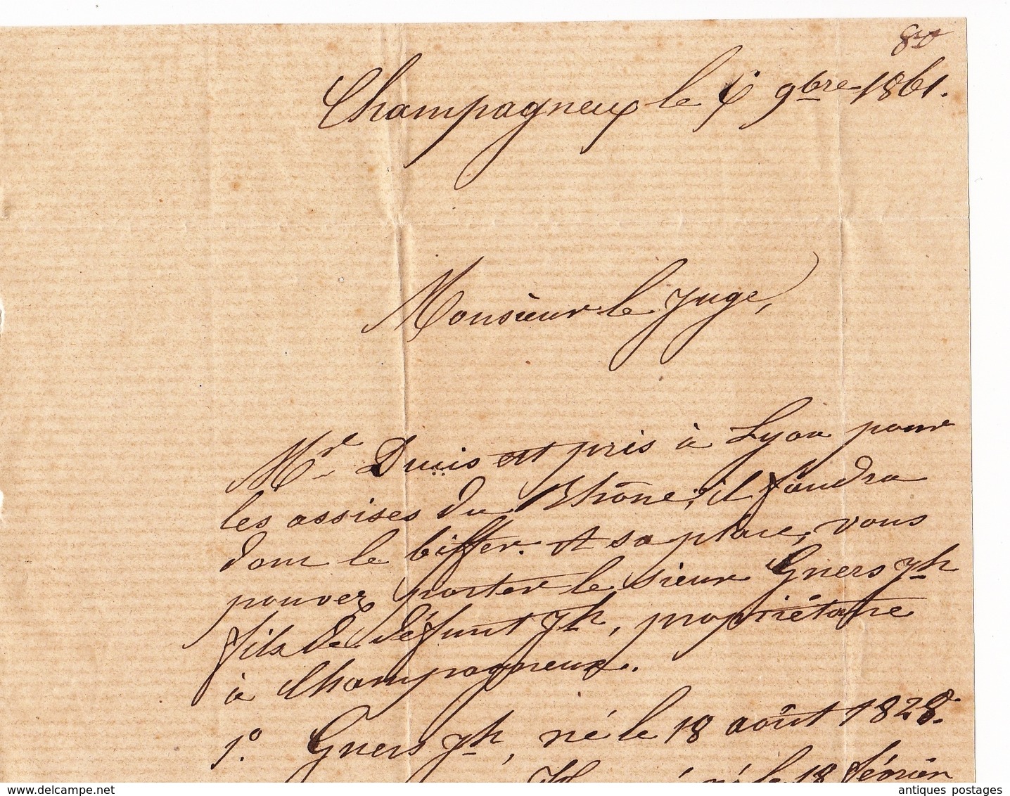 Lettre 1861 Champagneux Savoie Saint Genix sur Guiers Timbre Taxe 10 Centimes à Percevoir Peysieux