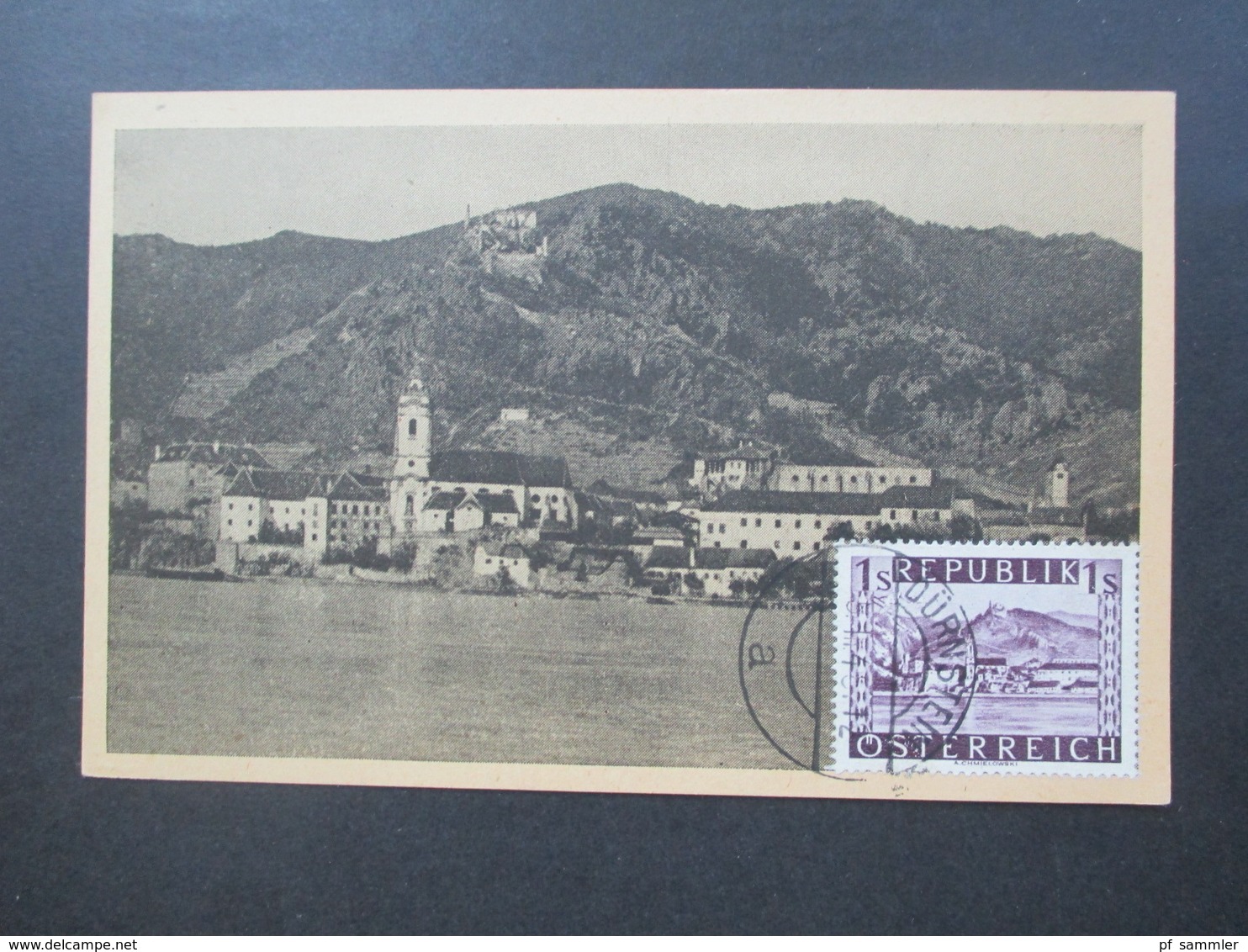 Österreich 1947 Nr. 850 Maximumkarte Dürnstein Wachau U.M.I.A.I.A. Sektion Österreich Durnstein Postlagernd Bergverlag - Briefe U. Dokumente